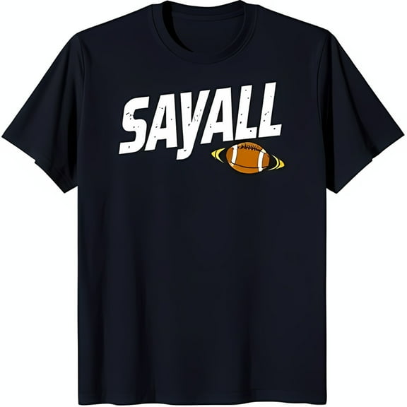 Stylish Black T-Shirt with Bold White Graphic and 'SAYALL' Design