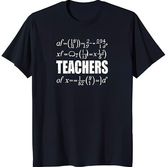 Stylish Black T-Shirt with Bold White Math Equations & 'TEACHERS' Graphic