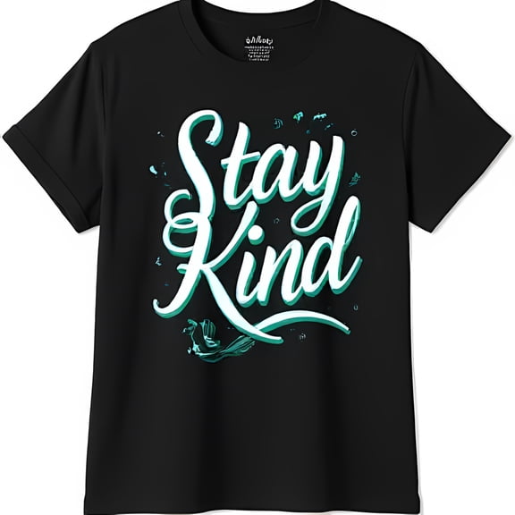 Stylish Black T-Shirt with Bold White & Stay Kind Graphic