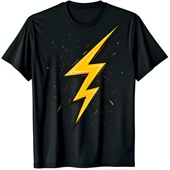 Stylish Black T-Shirt with Bold Yellow Graphic & Dots