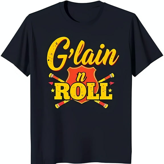Stylish Black T-Shirt with Bold Yellow & Red Design 'G'lain n ROLL' Graphic Tee