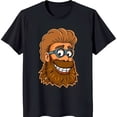 thumbnail image 1 of Stylish Black T-Shirt with Cartoon Bearded Man Graphic Fun & Vibrant Design, 1 of 5