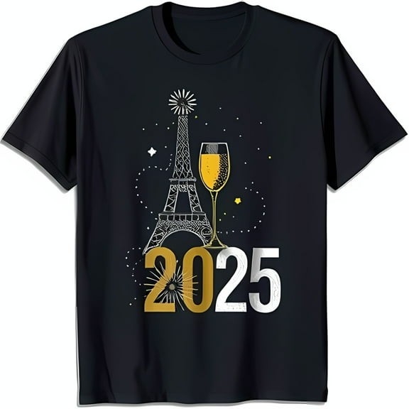 Stylish Black T-Shirt with & Champagne Flute Graphic 2025 Design