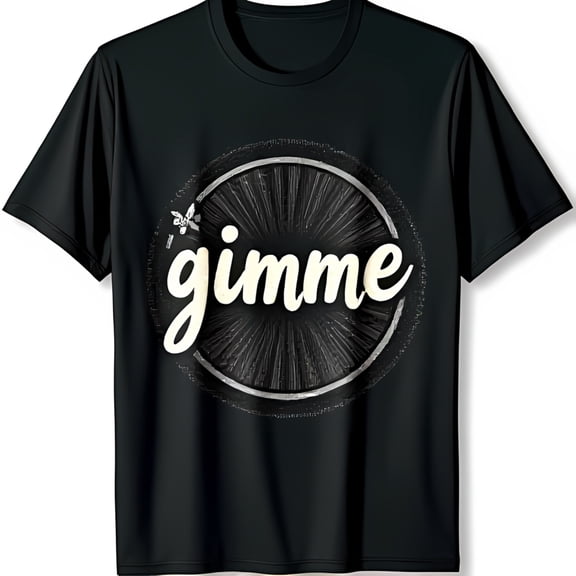 Stylish Black T-Shirt with Circle Design & Gimme Text Bee Graphic