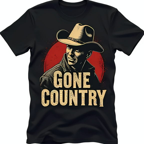 Stylish Black T-Shirt with Cowboy Graphic Glittery Gone Design