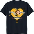 thumbnail image 1 of Stylish Black T-Shirt with Cute Yellow Heart Cartoon Bee & Girl 'Swe Honey' Graphic Design, 1 of 5