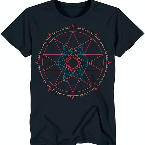 Stylish Black T-Shirt with Eye Catching Geometric Star Graphic