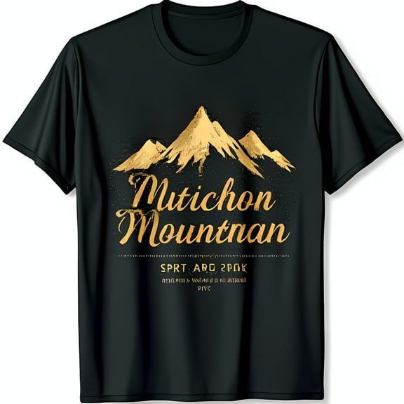 Stylish Black T-Shirt with Eye Catching Gold Chest Graphic Soft & Comfortable