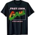 thumbnail image 1 of Stylish Black T-Shirt with FRET OWN and SPHTEKIHES Bold GAME Design in Green Yellow and Red, 1 of 5