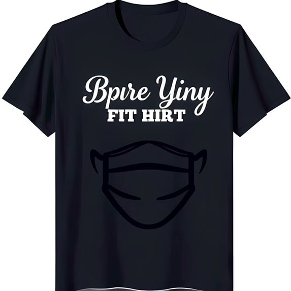 Stylish Black T-Shirt with Face Mask Graphic 'Bpire Yiny FIT HIRT' Design