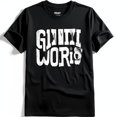 thumbnail image 1 of Stylish Black T-Shirt with GIIIIII WOrld Graphic for Everyday Wear, 1 of 5