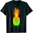thumbnail image 1 of Stylish Black T-Shirt with Glowing Pineapple Graphic Design, 1 of 5