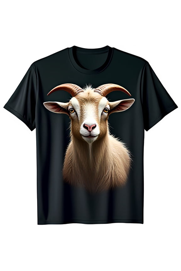 Stylish Black T-Shirt with Goat Head Graphic Unique Chest Design