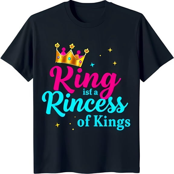 Stylish Black T-Shirt with Gold Crown Graphic & 'King is a of Kings' Design