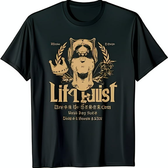 Stylish Black T-Shirt with Gold Crown Graphic & Life s a Quote