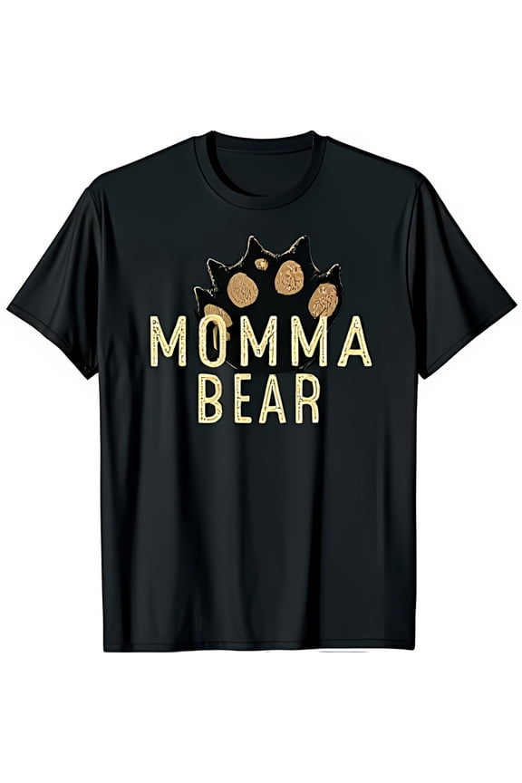 Stylish Black T-Shirt with Gold Momma Print Graphic Design