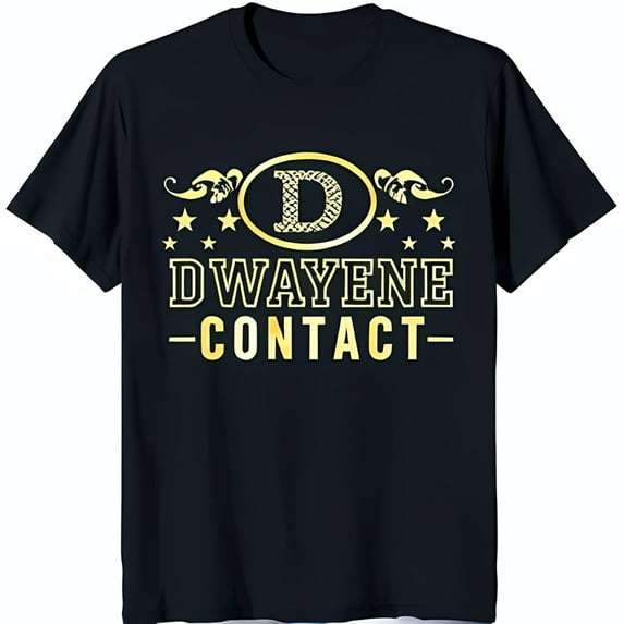 Stylish Black T-Shirt with Golden 'D' Snake Skin Design & Flourishes DWAYENE