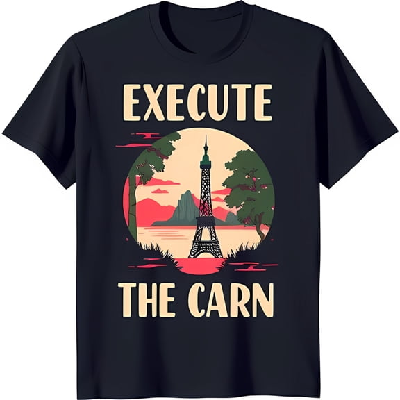 Stylish Black T-Shirt with Graphic & 'EXECUTE THE CARN' Text