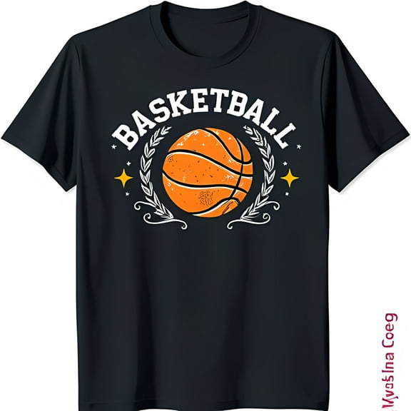 Stylish Black T-Shirt with Graphic White Leaves & Arching Text