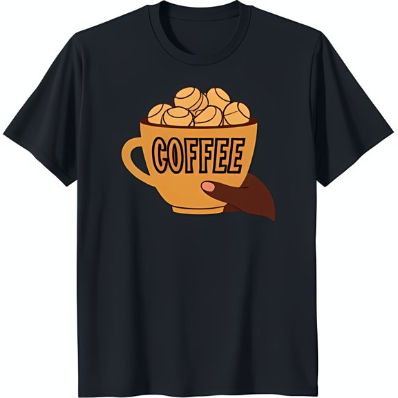 Stylish Black T-Shirt with Graphic for Coffee Lovers