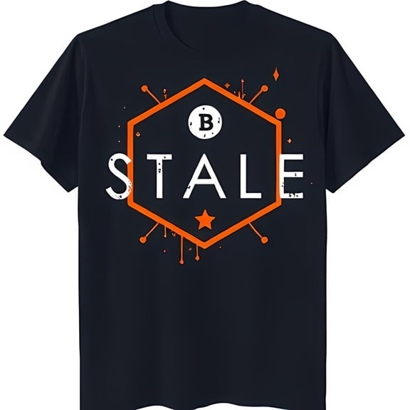 Stylish Black T-Shirt with Hexagonal Graphic White 'B' & 'STALE' Design