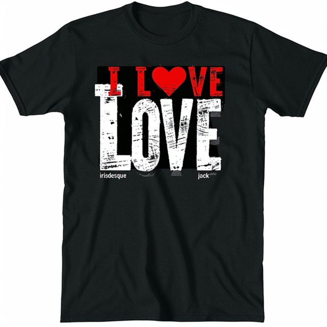 Stylish Black T Shirt with 'I LOVE Irisdesque ' Design Bold Text Heart