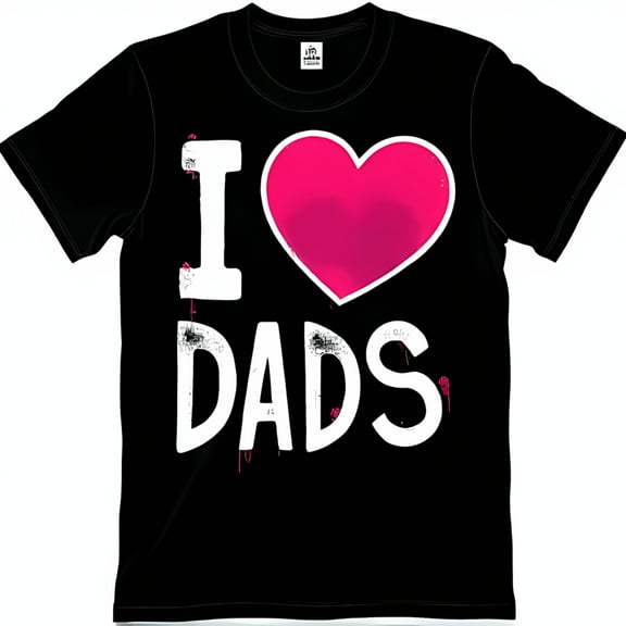 Stylish Black T-Shirt with I love DADS Graphic Print Soft Neck
