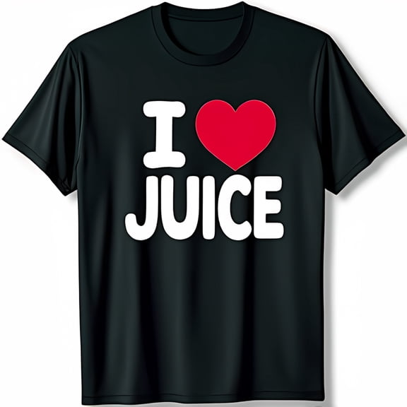 Stylish Black T-Shirt with I lvoe JUICE Graphic Design Comfortable