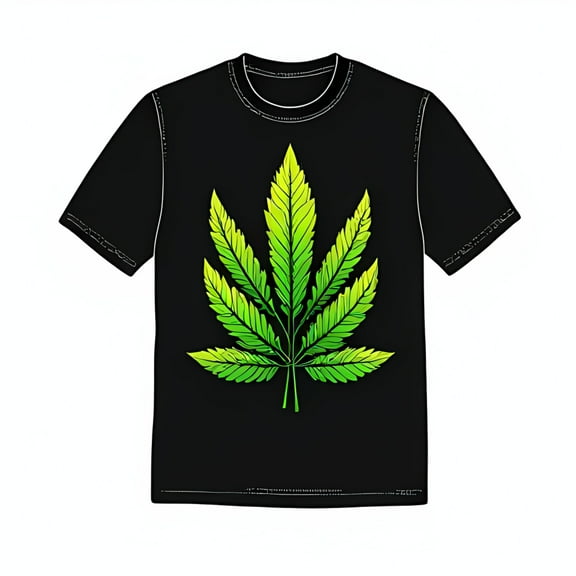 Stylish Black T-Shirt with Intricate Green Leaf Graphic Bold Culture Design