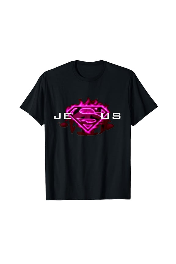 Stylish Black T-Shirt with Jesus is My Superhero Graphic for Christian Love
