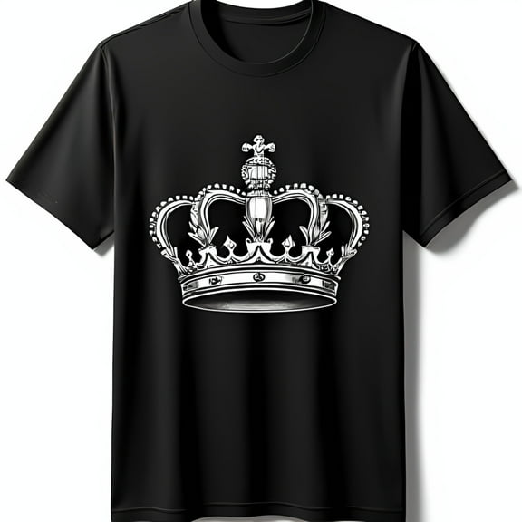 Stylish Black T-Shirt with Large Silver Crown Graphic for Everyday Wear