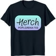 thumbnail image 1 of Stylish Black T-Shirt with Light Blue & Graphic 'Herch' Design, 1 of 5