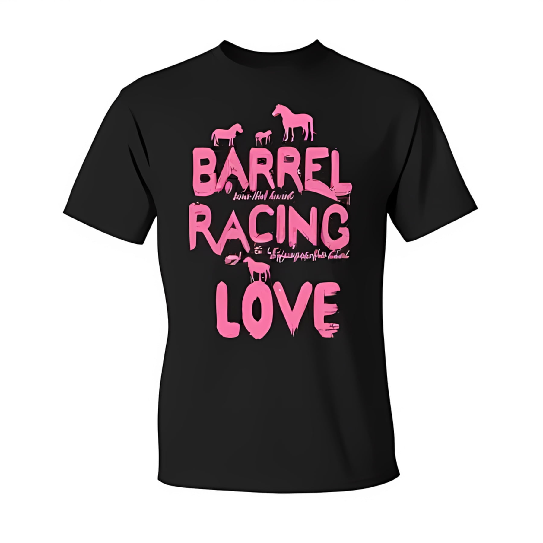Pink Barrel Racing Stylish Black T-Shirt with Pink Barrel Racing Horses Graphic Design ...
