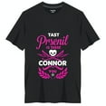 thumbnail image 1 of Stylish Black T-Shirt with Pink & Crossed Design 'Tast Prseil is there YOU' Script, 1 of 5