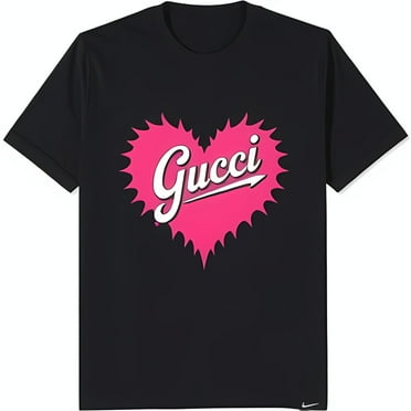 Stylish Black T-Shirt with Pink Heart Graphic & Playful Design