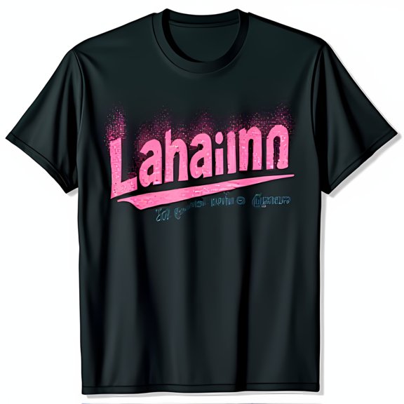 Stylish Black T-Shirt with Pink Lahaina & Unique Tagline