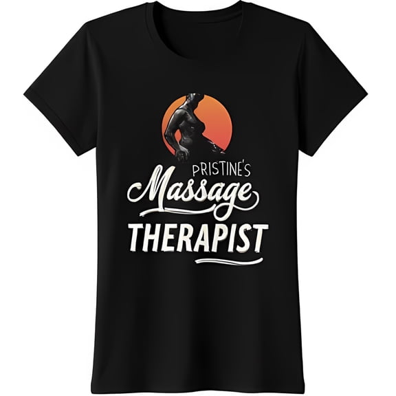 Stylish Black T-Shirt with Pristine s Massage Therapist Design