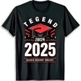 Stylish Black TShirt with Red Graduation Graphic & 'CLASS OF 2025