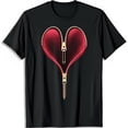 thumbnail image 1 of Stylish Black T-Shirt with Red Heart & Gold Zipper Graphic Unveil Your Emotions, 1 of 5