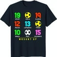 Stylish Black TShirt with Soccer Ball Graphics and Player Names for