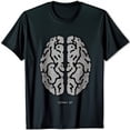 thumbnail image 1 of Stylish Black T-Shirt with Sparkling Silver Brain Graphic GRAY DF Inscription, 1 of 5