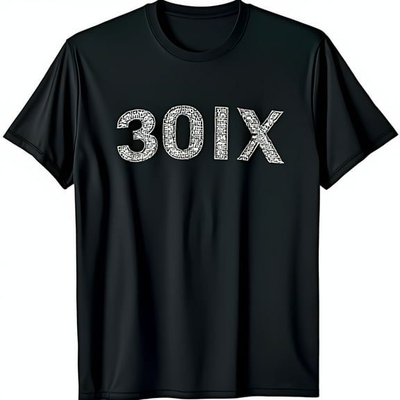 Stylish Black T-Shirt with Sparkly 301X Pattern Graphic