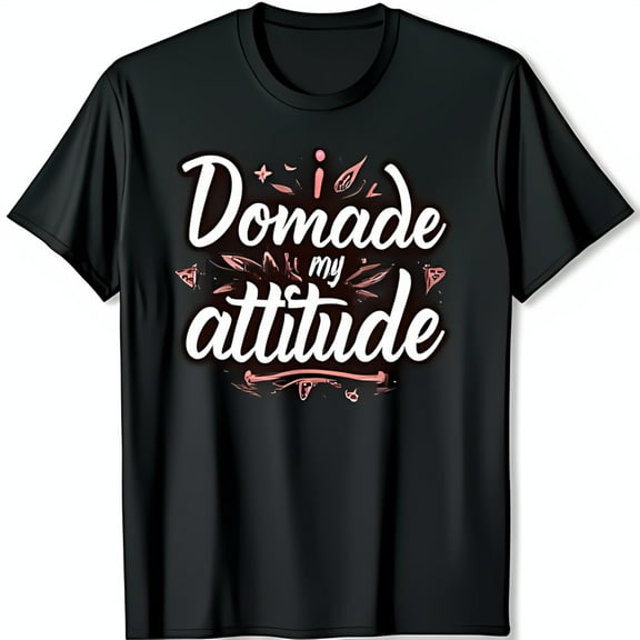 Stylish Black T-Shirt with Subtle Floral Design and Eye Catching Inscription