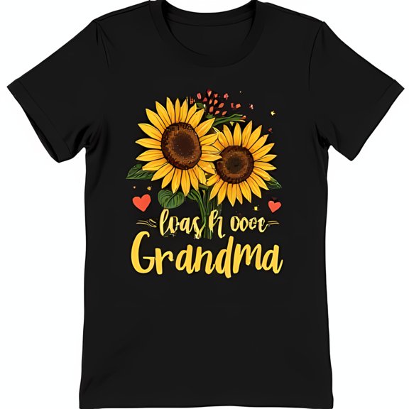 Stylish Black T-Shirt with Sunflower Graphic & I Wash Over Grandma Print