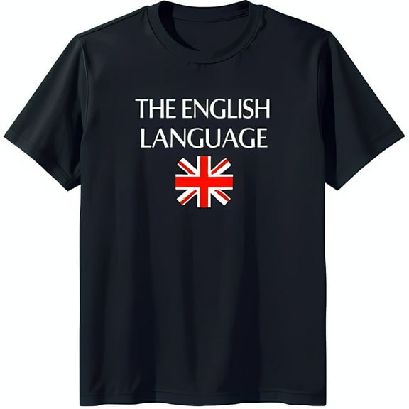 Stylish Black T-Shirt with 'THE ENGLISH LANGUAGE' & Graphic