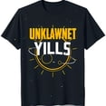 thumbnail image 1 of Stylish Black T-Shirt with 'UNKLAWNET YILLS' Graphic & Starry Night Design, 1 of 5