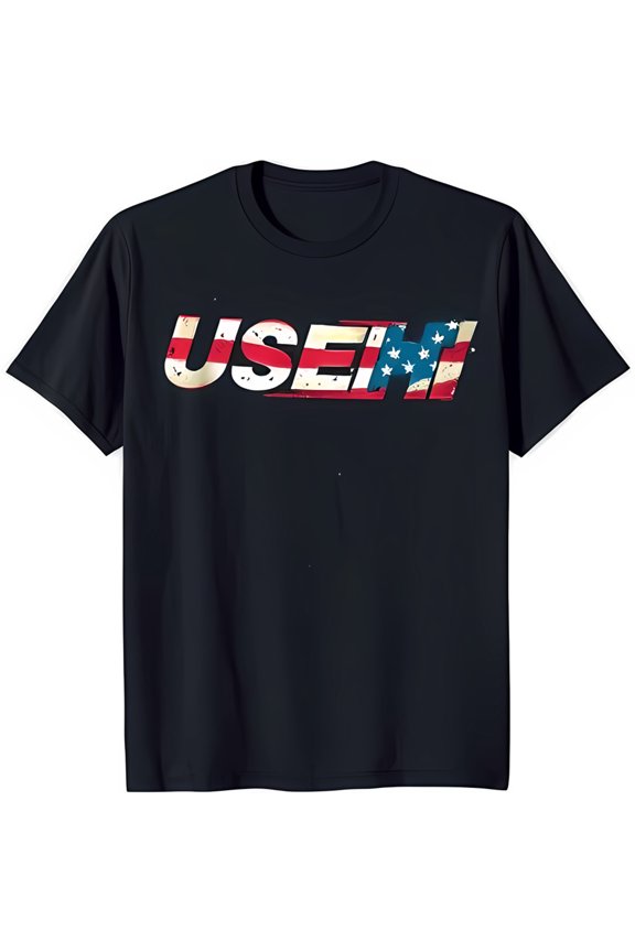 Stylish Black T-Shirt with 'USEH' in Design Bold Graphic Tee