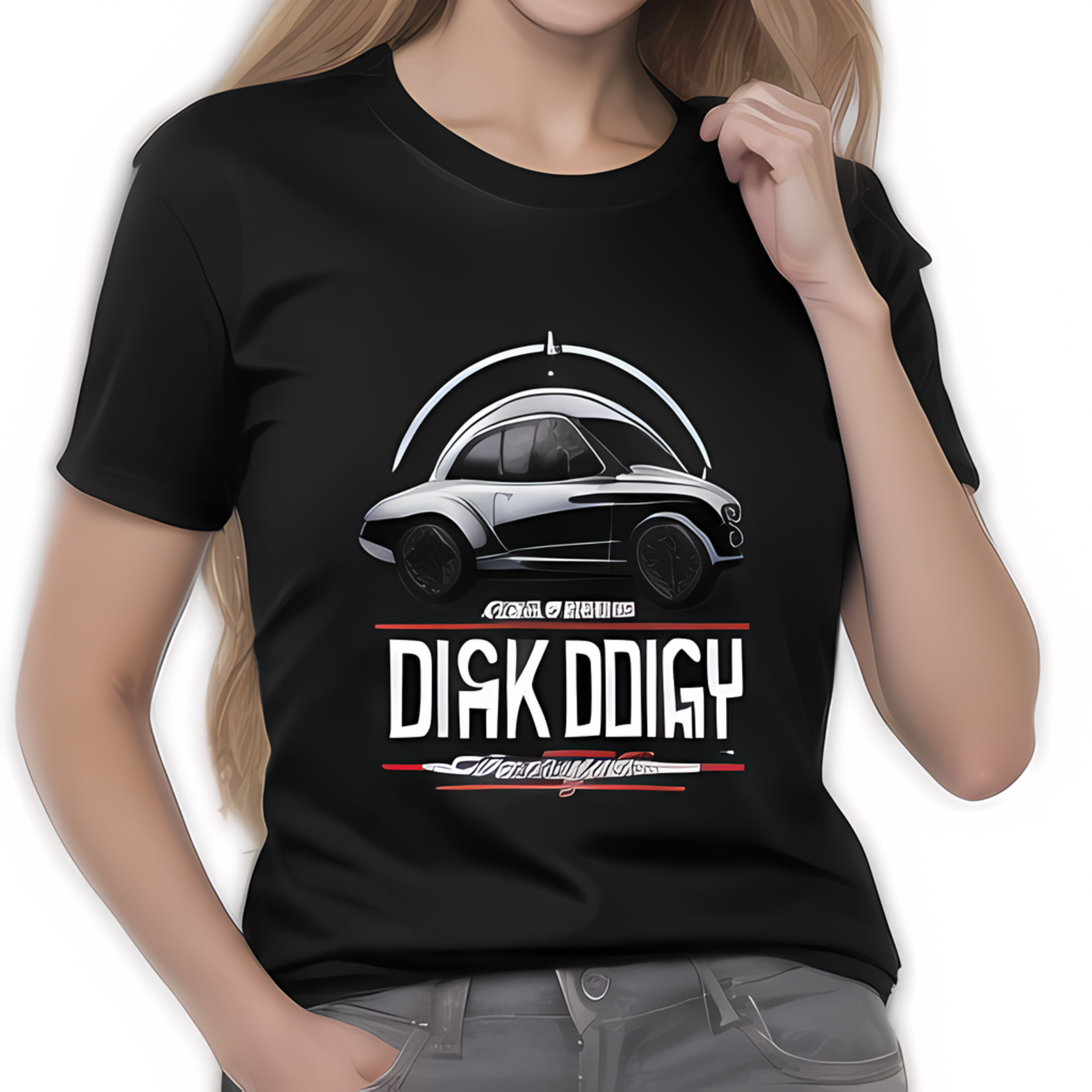 Stylish Black T-Shirt with Unique Car and Race Track Design for Girls ...