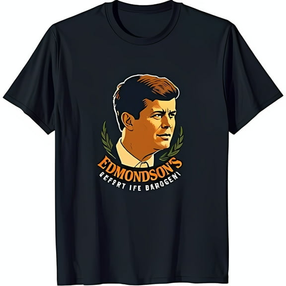 Stylish Black T-Shirt with Unique Chest Graphic: Edmondson's Defer IFE Bargeni Design