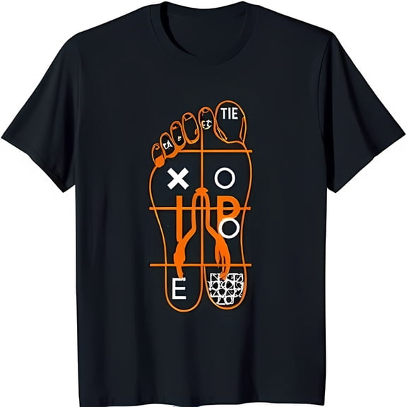 Stylish Black T-Shirt with Unique Foot Graphic 'TIE' & 'E' Design